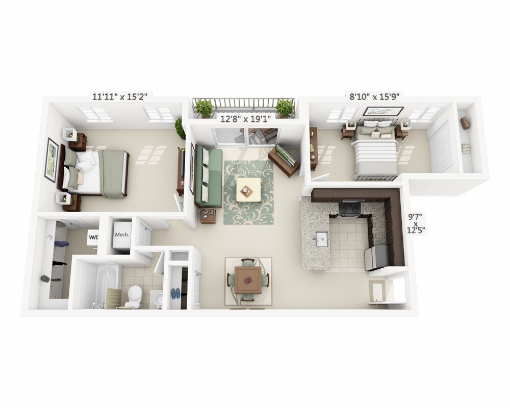 Floor Plan - Two Bedroom B1A