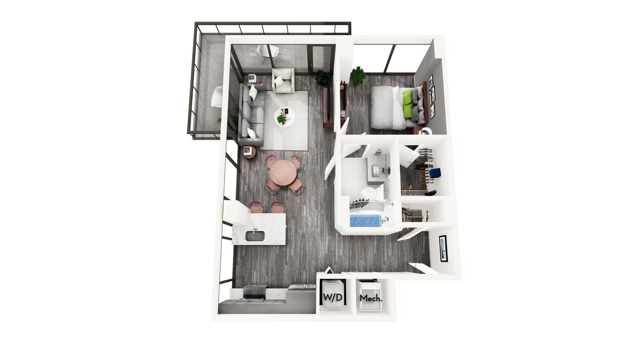 Floor Plan - AZB8 1 BEDROOM AND 1 BATH