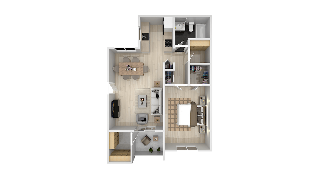 Floor Plan - 1 Bedroom 1 Bath B