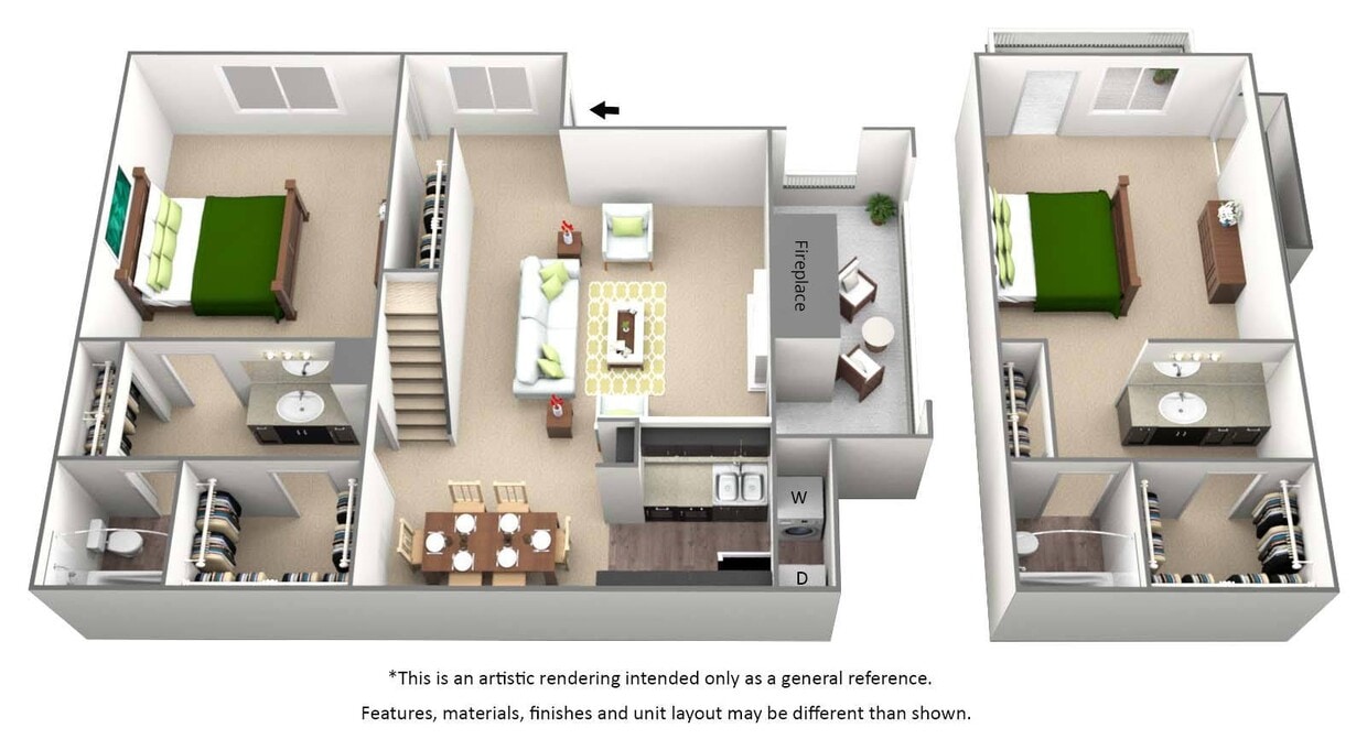 Floor Plan - 2 Bed 2 Bath Townhouse - B2