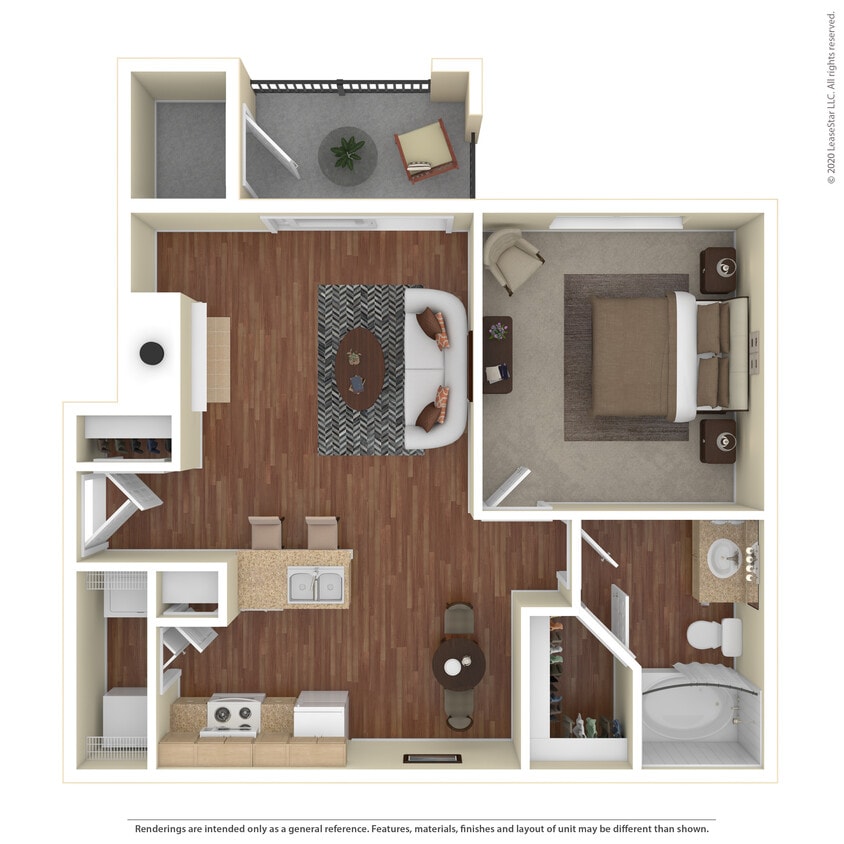 Floor Plan - 1 Bed 1 Bath 772 SqFt (692 Net)