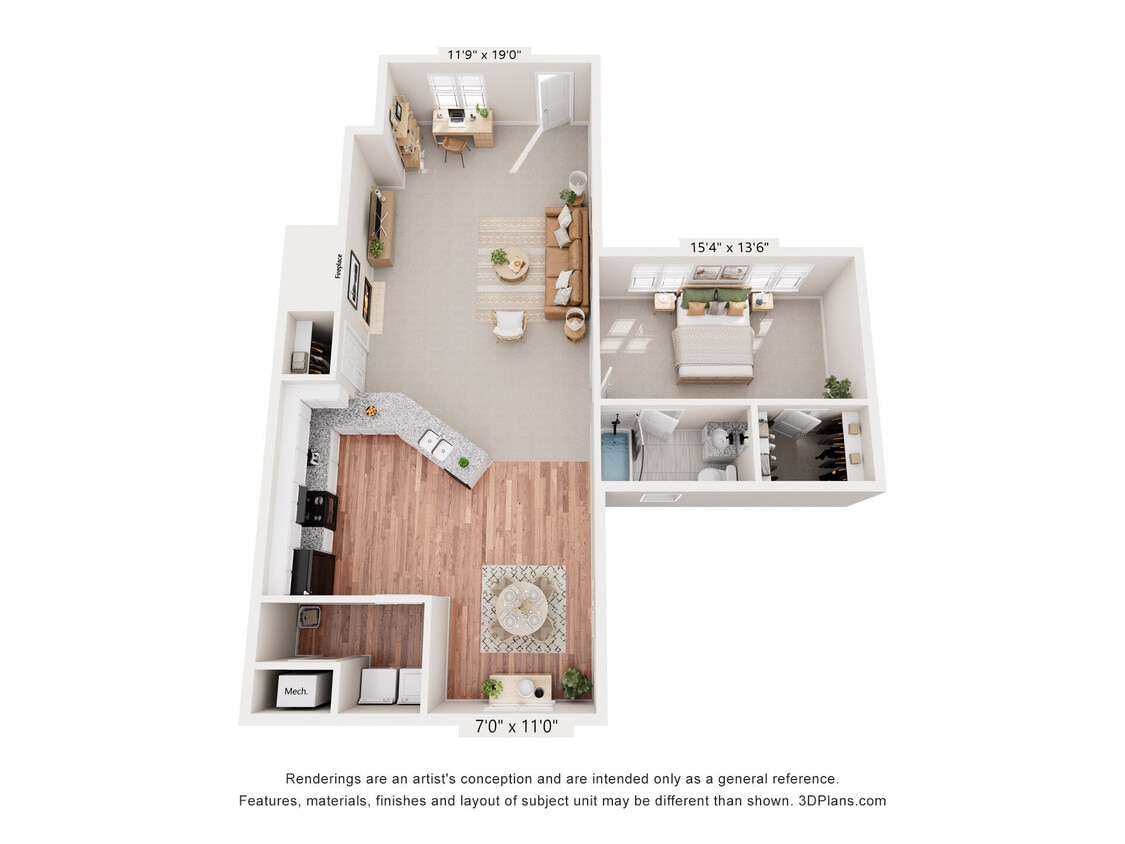 Floor Plan - 1 Bedroom Flex