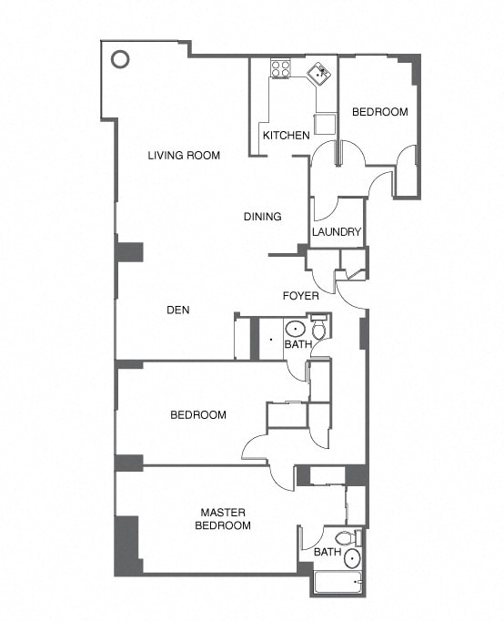 Floor Plan - Renovated 3 Bed, 2 Bath