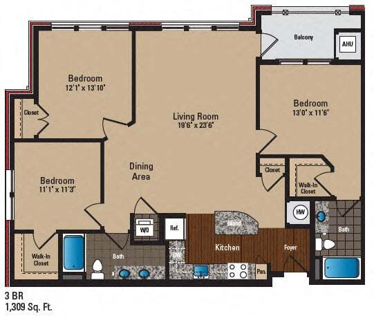 Floor Plan - 3 Bed 2 Bath