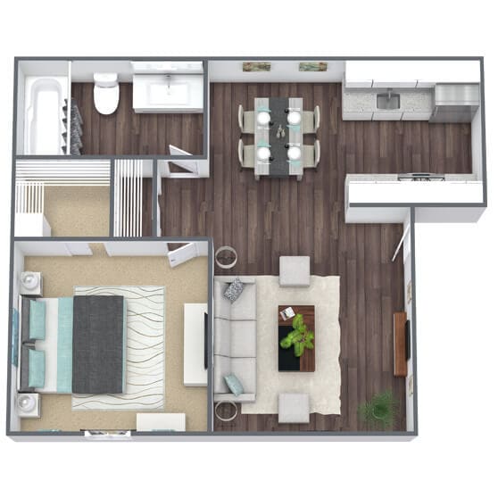 Floor Plan - One Bedroom One Bath S