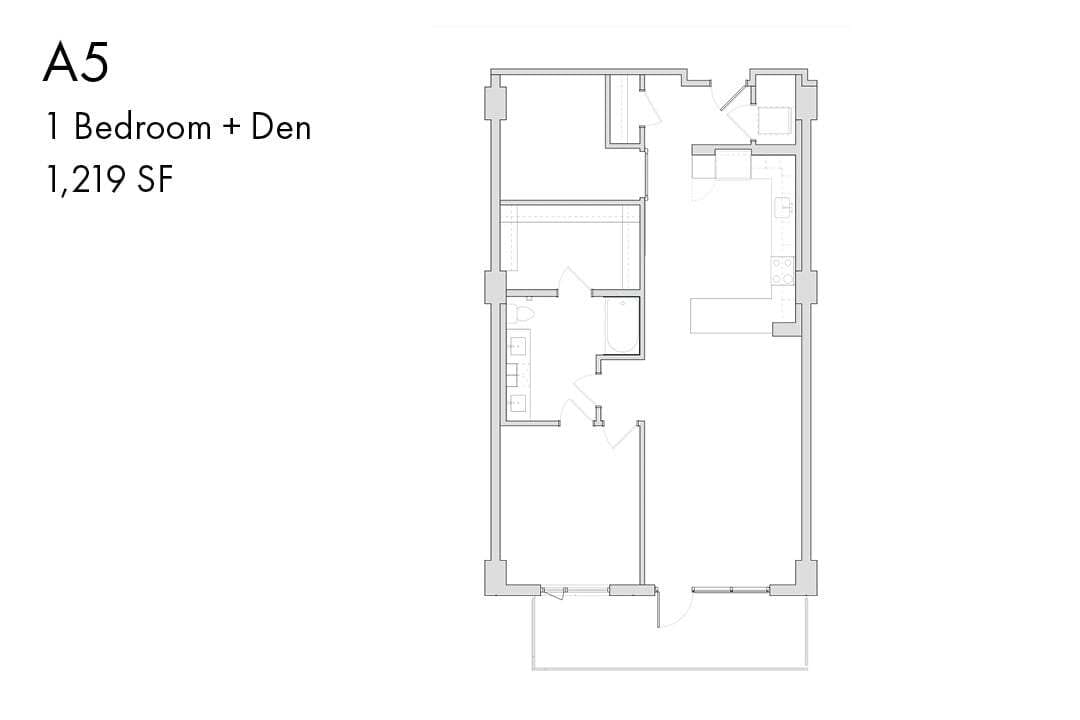 Floor Plan - A5 1 Bedroom Den