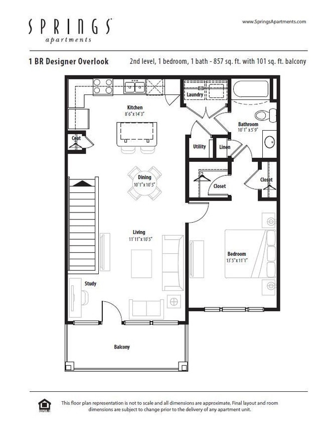 Floor Plan - 1 Bedroom Designer Overlook