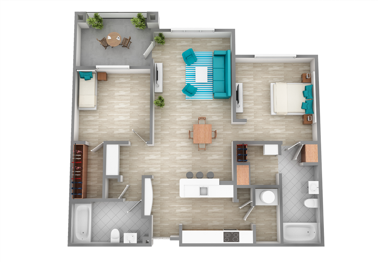 B1 1154sqft.png - B1 The Willow - Two Bedroom, Two Bathroom