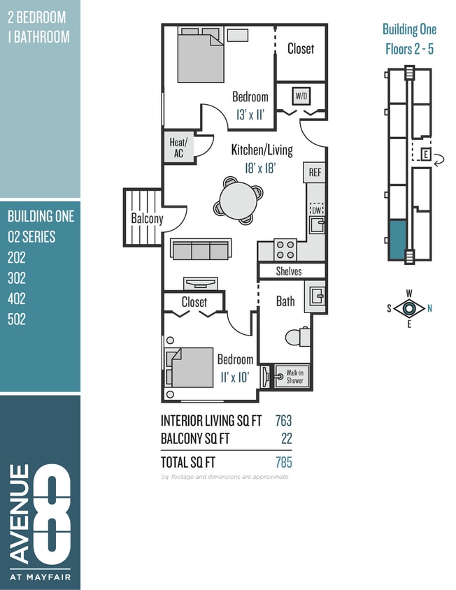 Floor Plan - 02 Series 2 Bedroom / 1 Bath