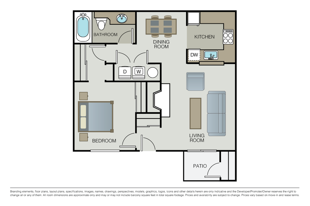 1 Bed 1 Bath - Plan 1A