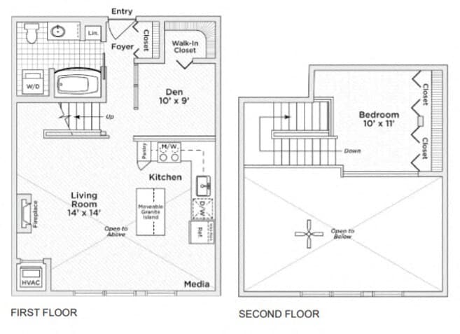 Floor Plan - Annex Penthouse 1 Bedroom 1 Bath 791
