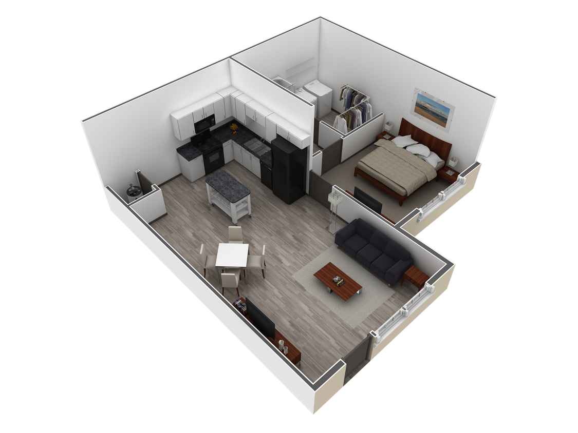 Floor Plan - 1 BR Retreat Courtyard