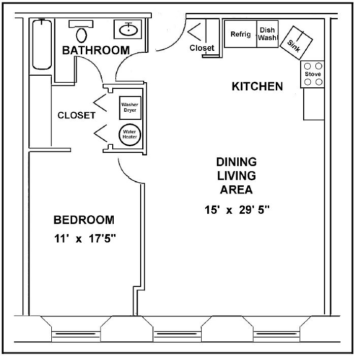 Floor Plan - 1BR 1 Bath NORTH