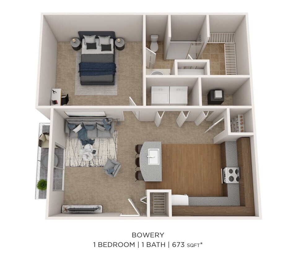 Floor Plan - One Bedroom - 673 sqft