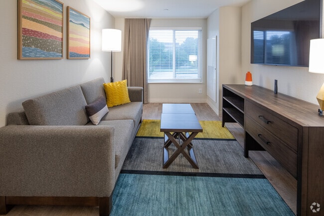 2BR, 1BA - 750SF - Living Room - Waterwalk Huntsville