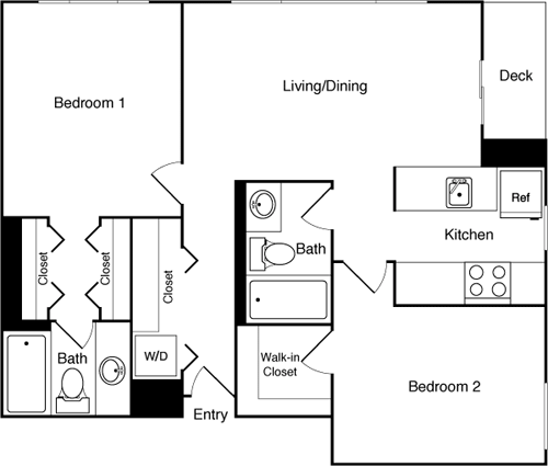 Floor Plan - 2 Bed 718-1718 SE