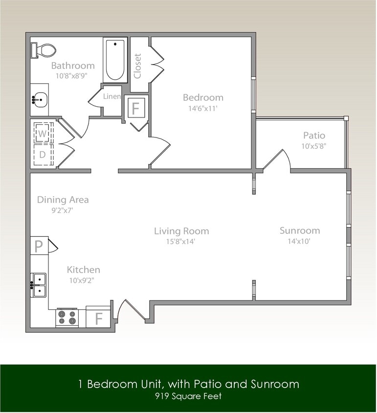 Floor Plan - 1x1 Sunroom/Patio