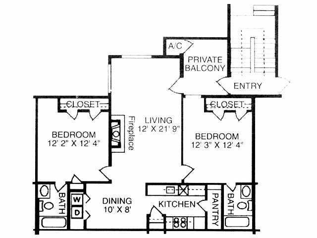 2BR/2BA - 2 Bedroom