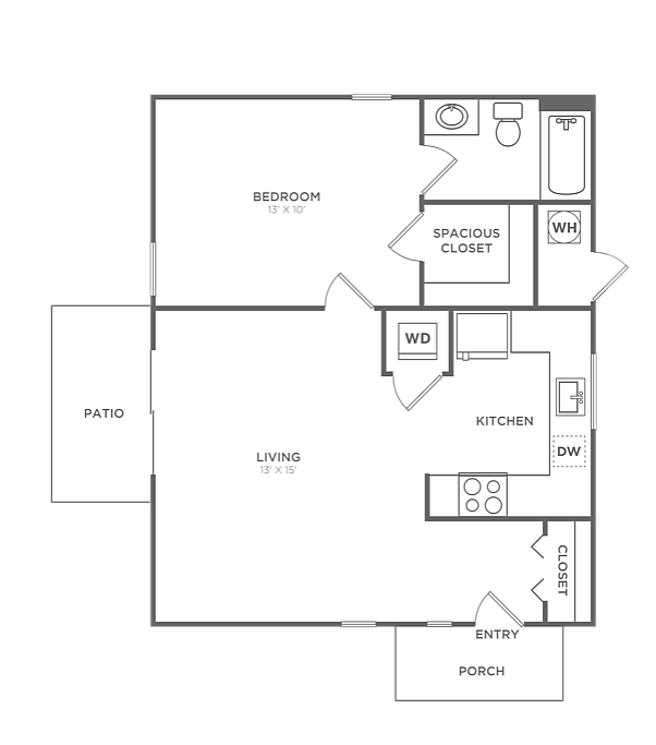 One Bedroom One Bath (605 SF) - One Bedroom One Bath (605 SF)