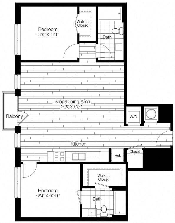 Floor Plan - 2 Bed/2 Bath-2C