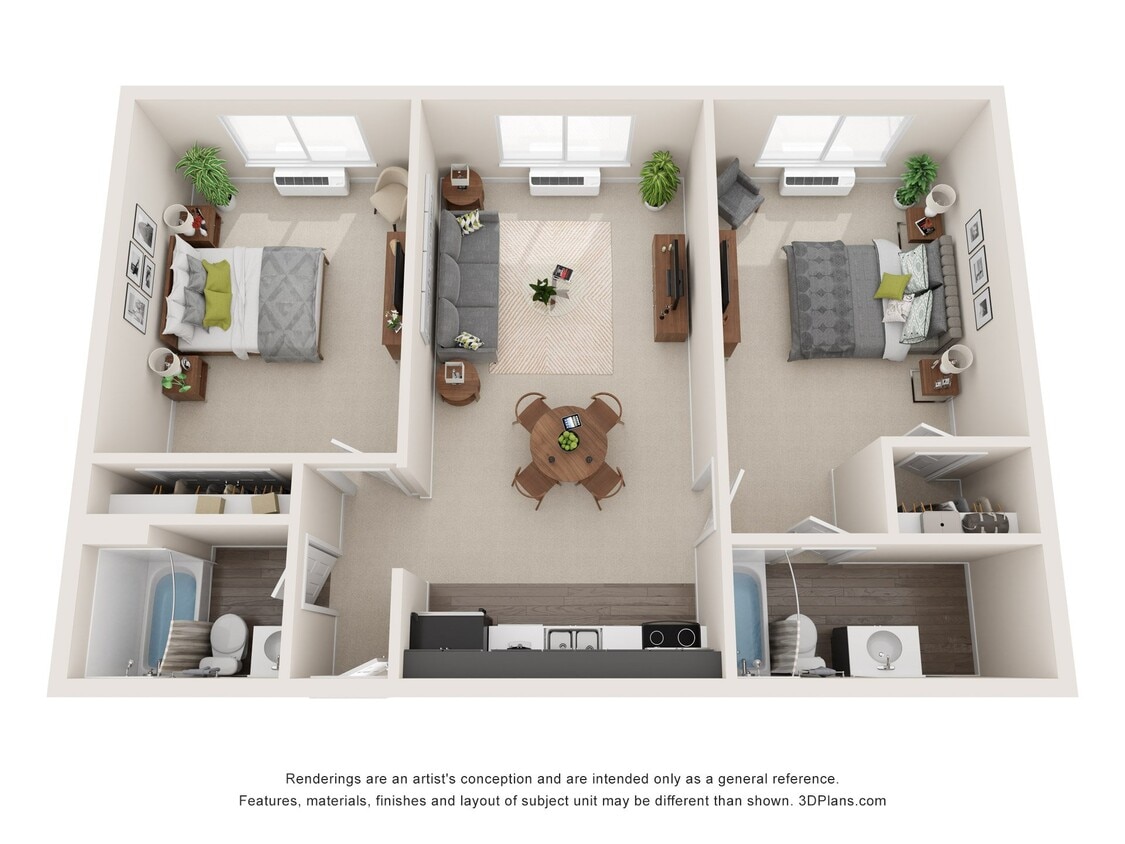 Floor Plan - 2 Bedroom, 2 BA - Central P