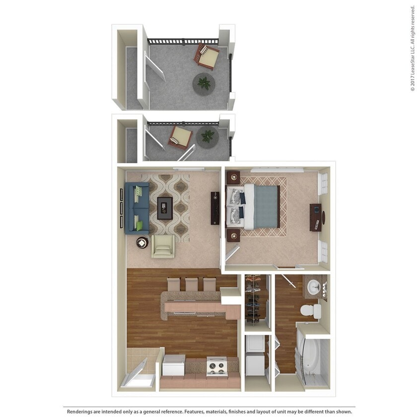 Floor Plan - 1 Bed 1 Bath 640 SqFt (552 Net)