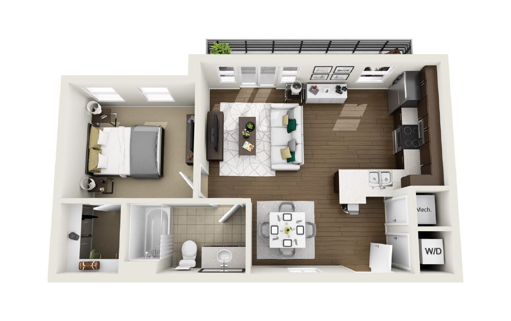 Floor Plan - 1A7R - Phase 1 Renovated