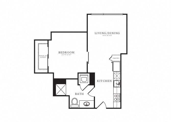 Floor Plan - Jr 1 Bed/1 Bath-B2B