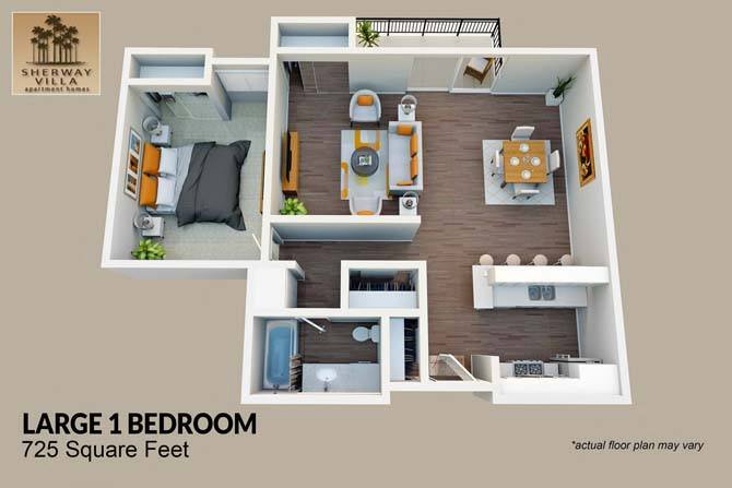 Floor Plan - Large 1 Bed 1 Bath