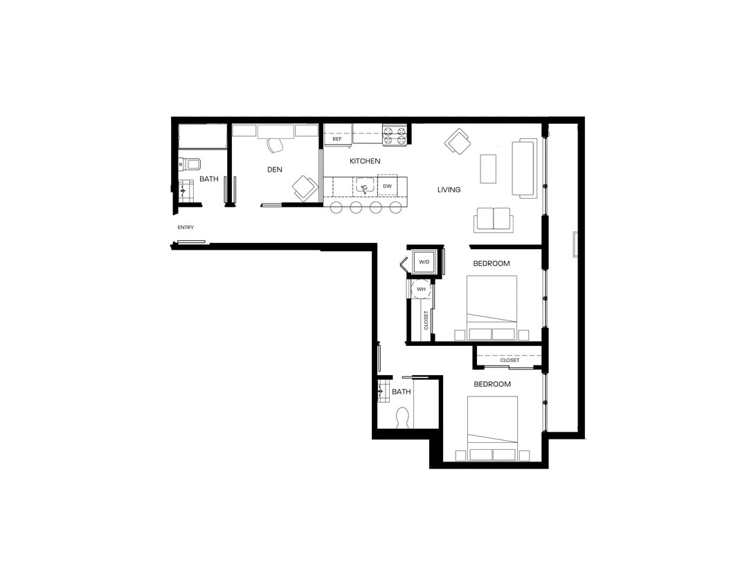 Floor Plan - Two Bed + Den
