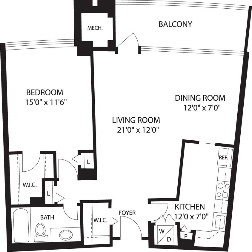 Floor Plan - 1 Bedroom P