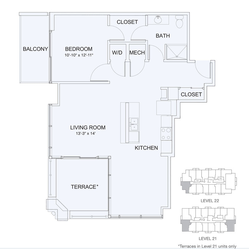 Floor Plan - 1x1 898
