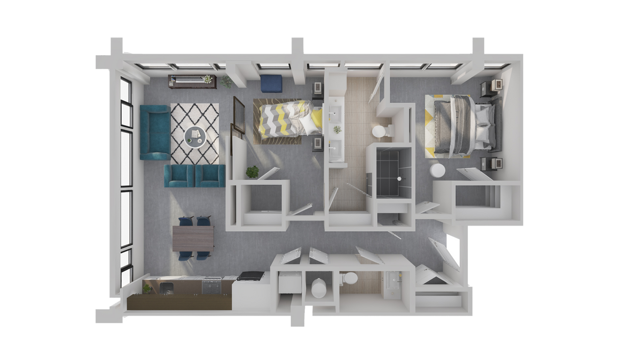 Floor Plan - B3 - 2 Bedroom 1.5 Bath