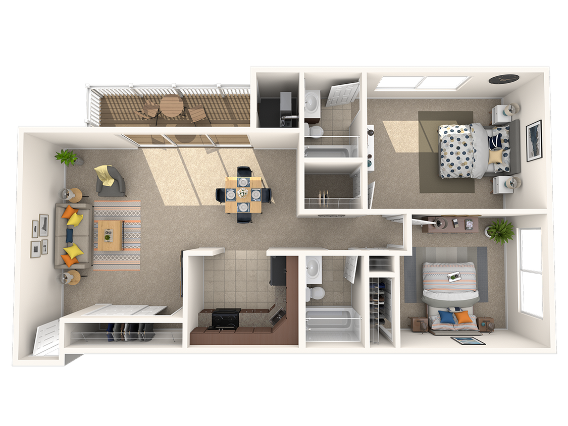 Floor Plan - 2 BEDROOM 2 BATH