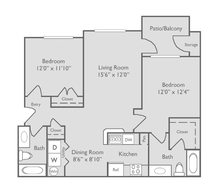 Floor Plan - B2U | 2 Bed, 2 Bath
