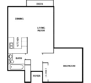 Floor Plan - 1 Bedroom  1 Bathroom