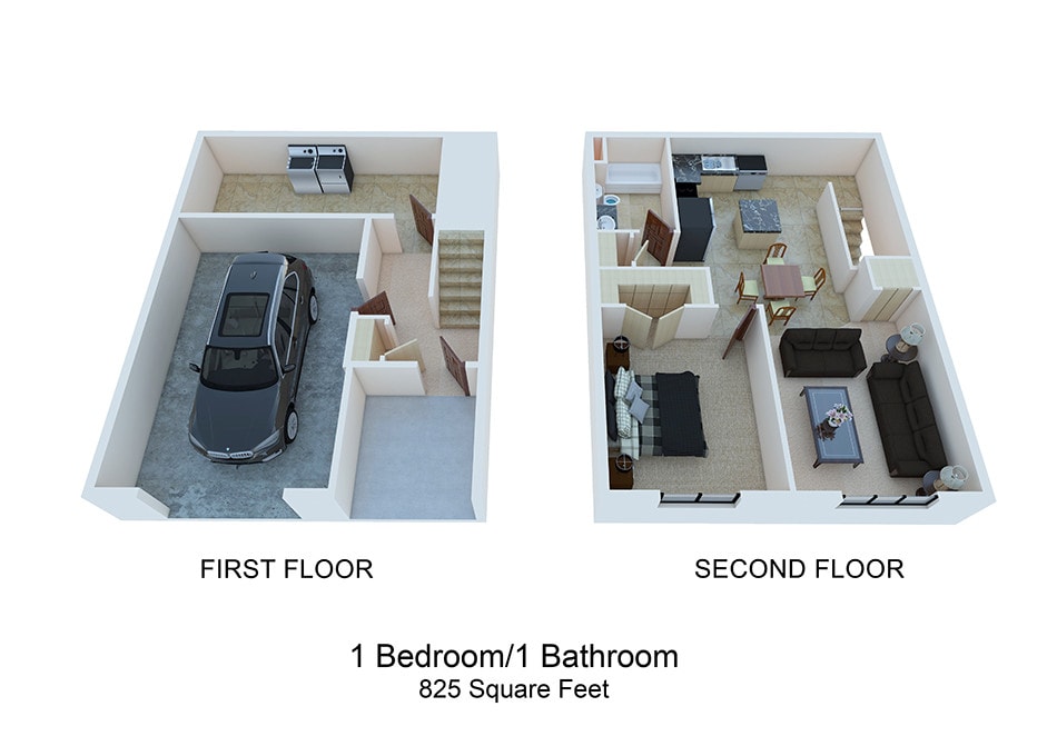 Floor Plan - 1 Bedroom / 1 Bathroom
