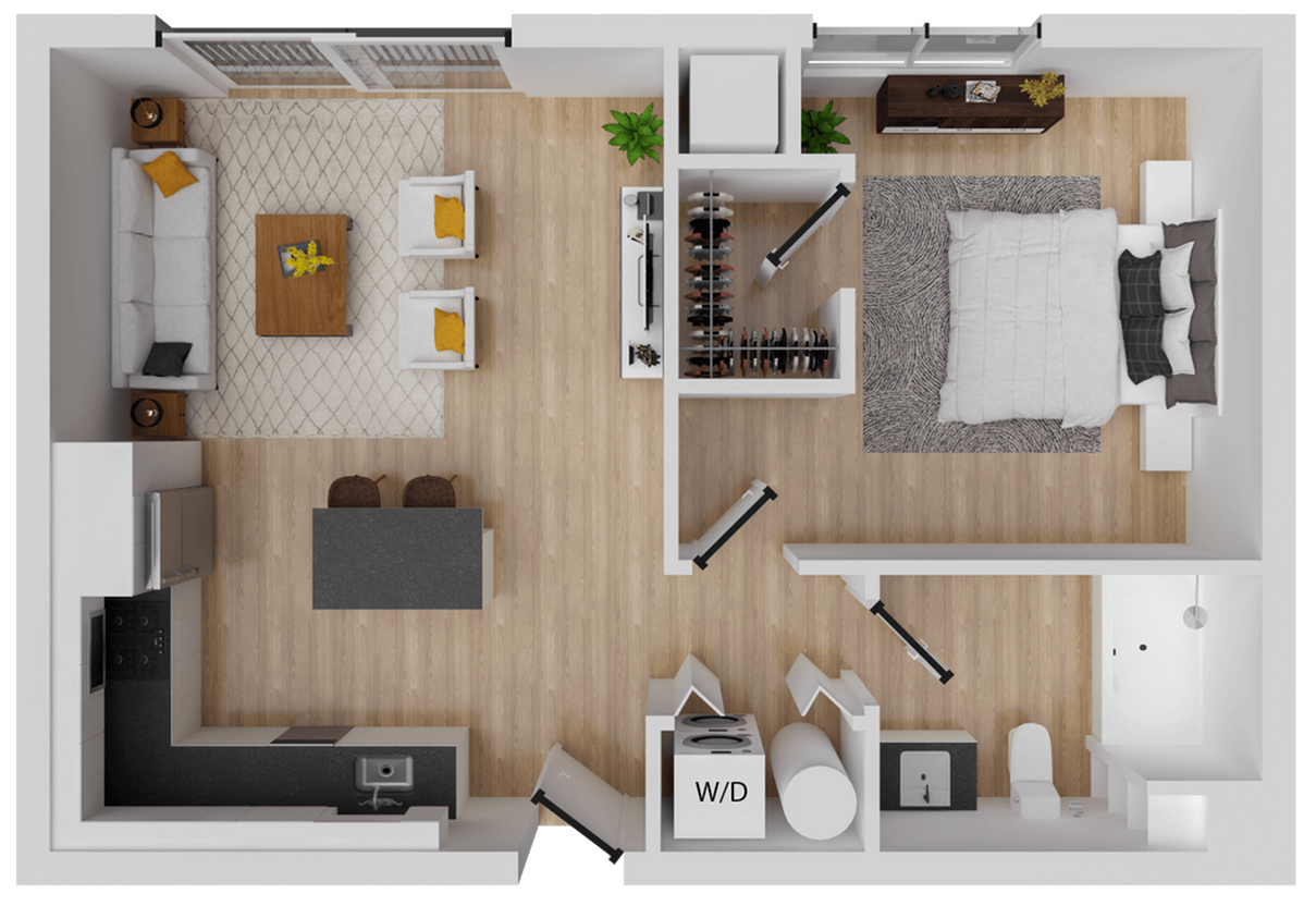 Gusto 1 - 611 square foot one bedroom, one bath apartment - Gusto 1