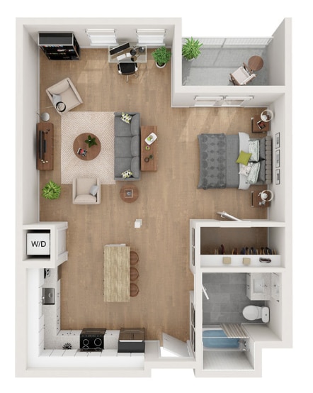 Floor Plan - Studio - 736 sqft