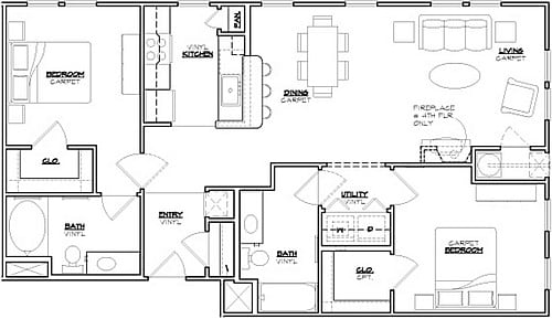 Jefferson at Dedham Station - Polk - 2 Beds - 2 Baths - 1119 Sq. ft. - Polk