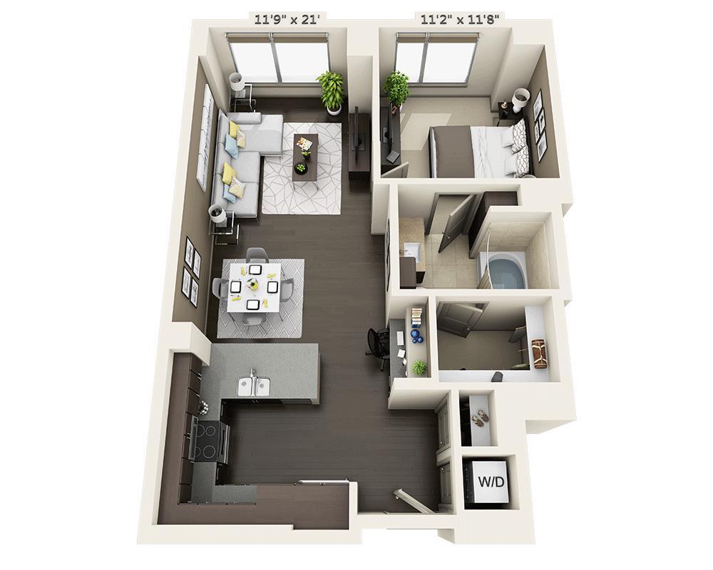 Floor Plan - One Bedroom A1J