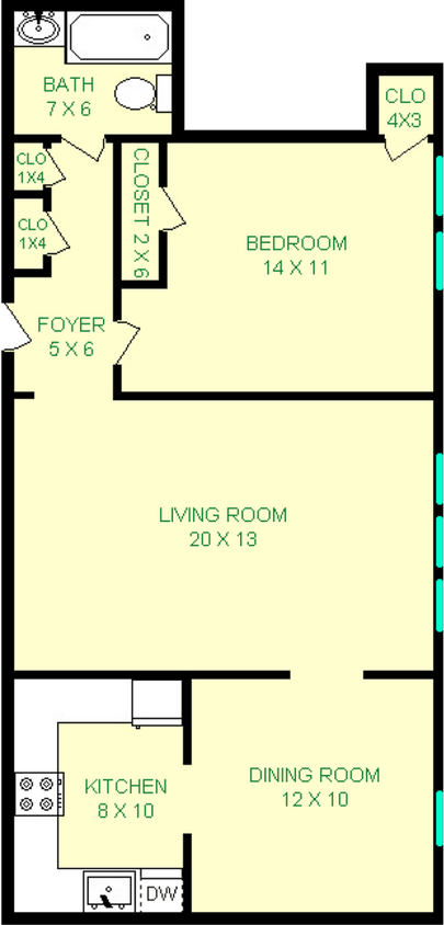 Manchester One Bedroom Floorplan - Manchester