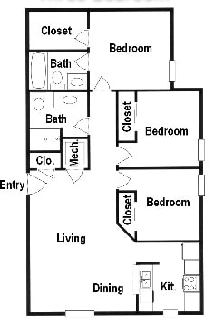 3BR/2BA - 3 Bedroom