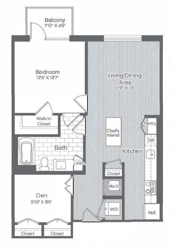 Floor Plan - 1 Bed/1 Bath Den-B1