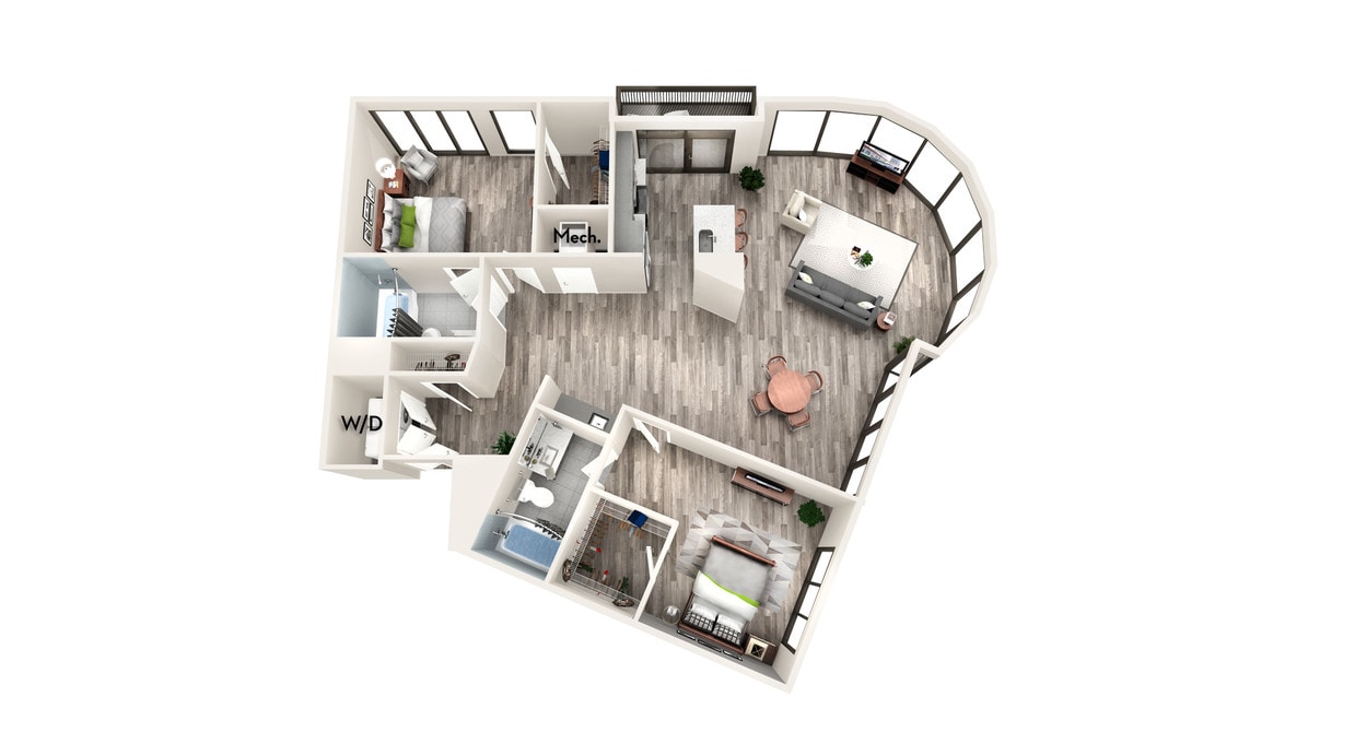 Floor Plan - AZC9 2 BEDROOM AND 2 BATH