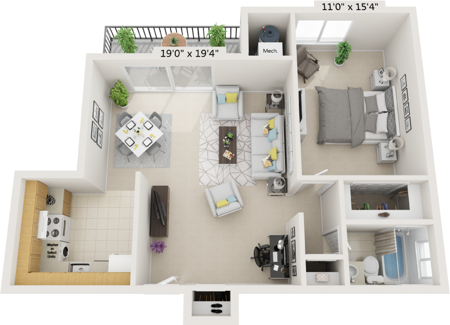 Floor Plan - 1BR | 1BA B