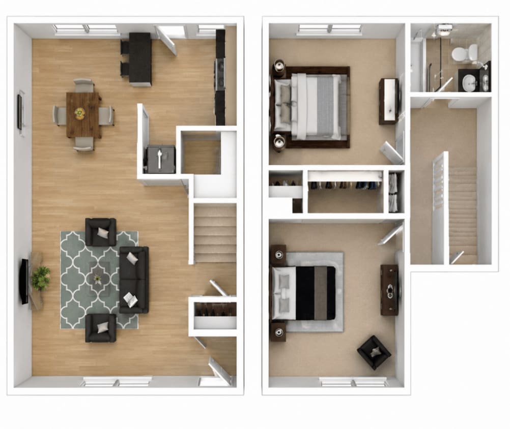 Floor Plan - 2 Bedroom Townhome