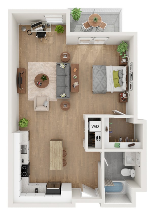 Floor Plan - 1 Bed 1 Bath - 772 sqft