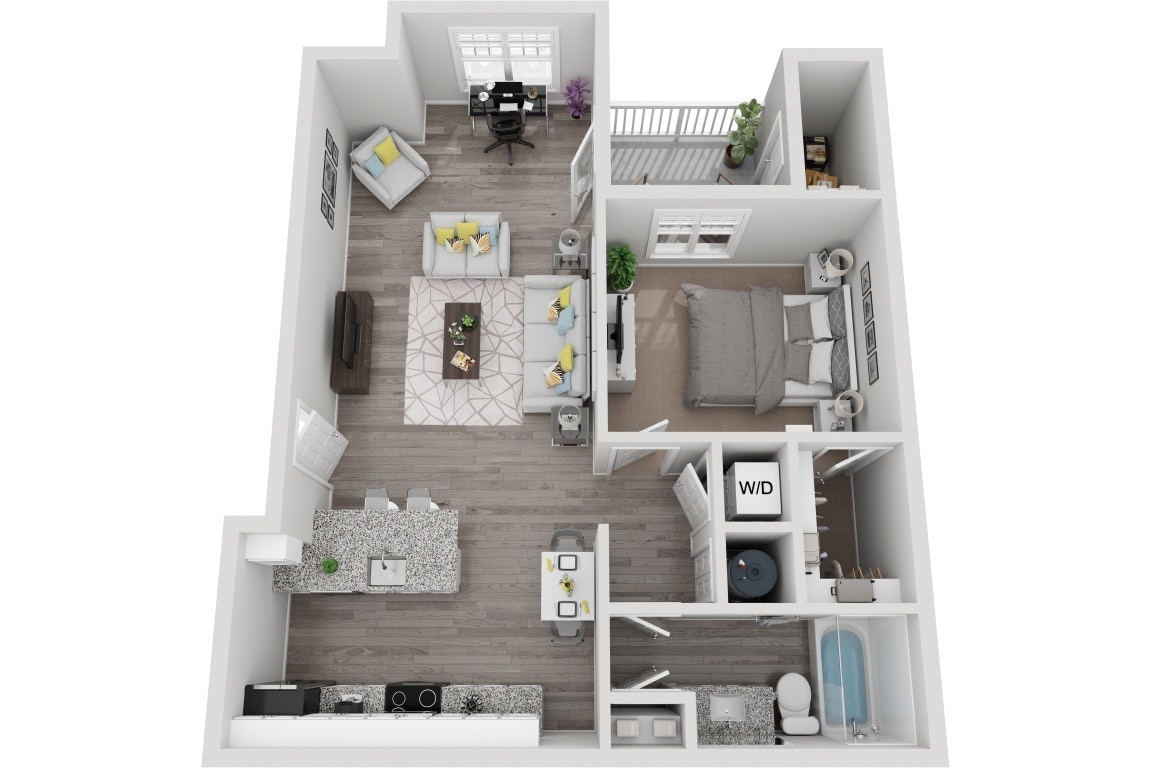 Floor Plan - The Lumina 1 Bedroom 1 Bath Renovated