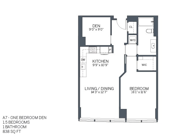 Floor Plan - One Bedroom Den Penthouse